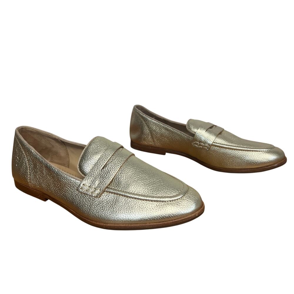 Frye Women's Comfort Shoes Penny Loafers Flat Metallic Gold Size 9.5